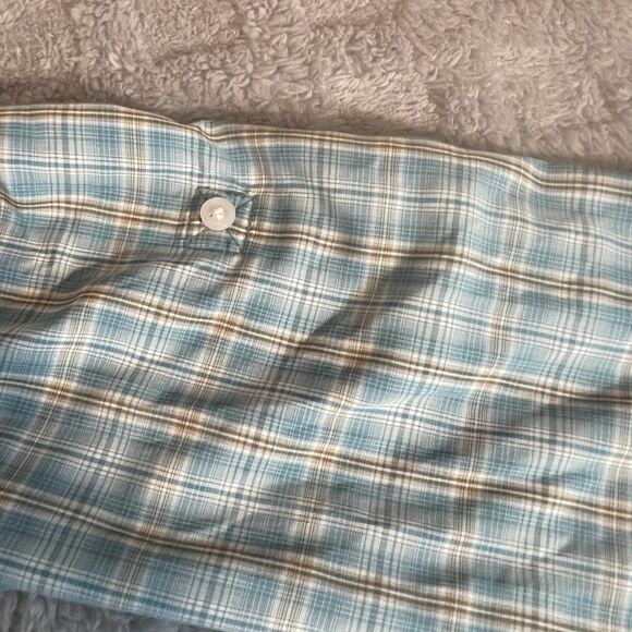 Mens Duluth Trading Co Nylon Blend Vented Hiking Shirt Aqua Plaid Size Large - Picture 8 of 16